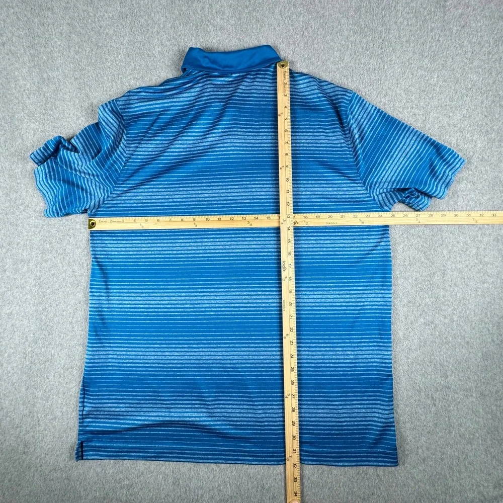 Nike Golf Tour Performance Polo Men's XXL Blue Teal Striped Dri-Fit Short Sleeve